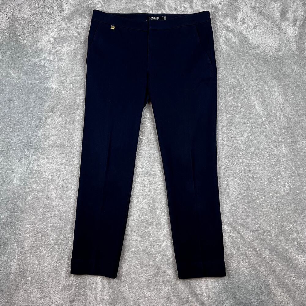 Lauren Ralph Lauren Black Label Straight‎ Leg Trousers Dress Pants Womens 8 Navy